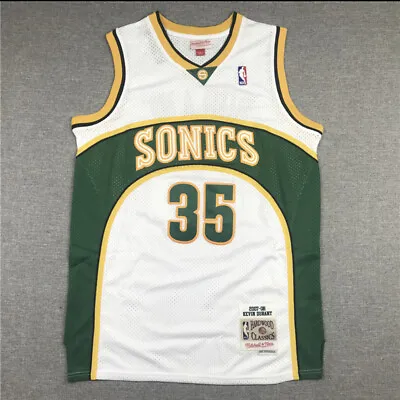 Seattle Supersonics Kevin Durant White Vintage Throwback #35 Jersey • $43.89