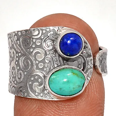 Composite Kingman Blue Mohave Turquoise & Lapis 925 Silver Ring S.9 CR21325 • $16.99