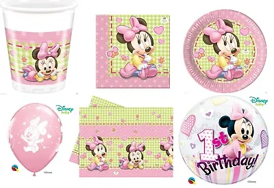 Baby Minnie Mouse 1st Birthday Party Tableware Decorations Girls Baby Shower  • £4.29