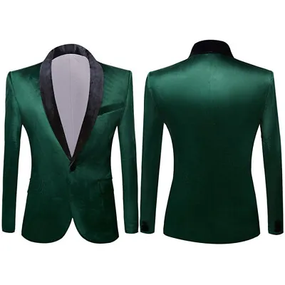 Men Velvet Tuxedo Jacket Tops Suit Formal Blazer Party Prom Dinner Coat Jacket • $71.51