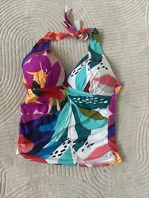 La Blanca Tankini Size 12 Eclectic Shore Halter Tankini Top Colorful Tropical • $45