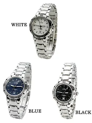 Visage Women's Stainless Steel Metal Band Bracelet Analog Quartz  W/date@6 Watch • $22.50