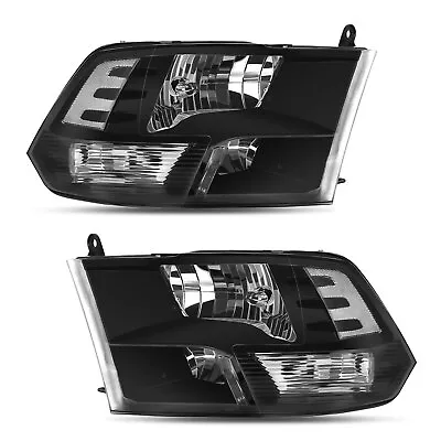 Black Clear Headlights For 2009-2018 Dodge Ram 1500 2500 3500 Quad Lamps LH RH • $105.99