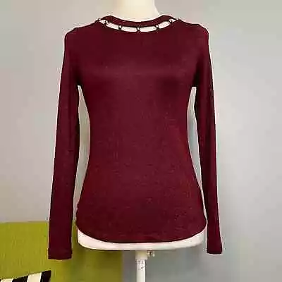 Michael Kors Metallic Red Beaded Crew Neck Sweater XS • $24.99