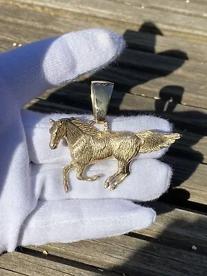 9ct Gold On Silver Pendant Horse Solid Heavy UK Made • £120