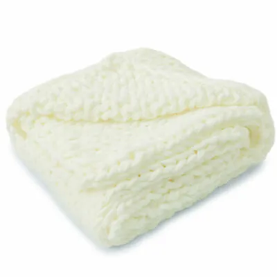 Cheer Collection Chunky Cable Knit Throw Blanket Ultra Plush Soft 100% Acrylic • £57.86