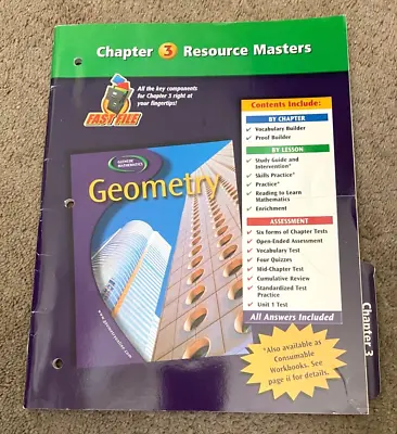 Glencoe Geometry Chapter 3 Teacher Resource Masters Tests Worksheets Enrichment • $6