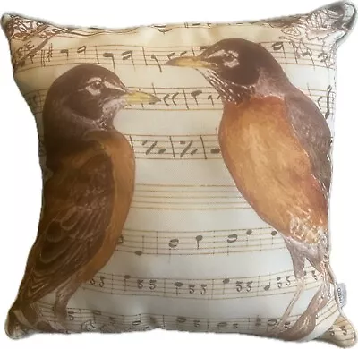THRO Home By Marlo Lorenz Square SONG BIRDS Pillow 18” X 18” EUC • $19.95