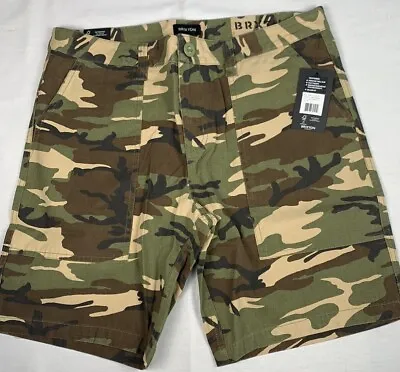 NWT Brixton Mens Camo Surplus Shorts 100% Cotton Various Sizes • $18