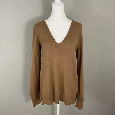 J Crew Mercantile $49 Camel V-Neck Sweater Size S Long Sleeve Tunic Tan Knit • $15.76