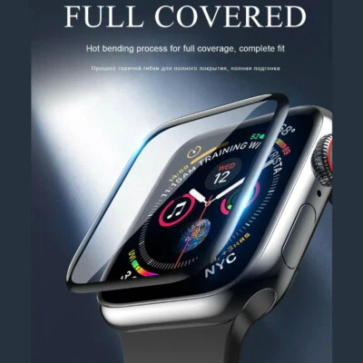 $4.99 • Buy For Apple Watch 1 2 3 4 38/42/40/44mm Tempered Glass FULL COVER Screen Protector