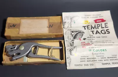 Vintage 1960's TEMPLE Tag Co. Cattle Ear Punch Tagger With Box • $25.99