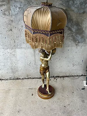 Over-the-Top Kitschy MARBRO Lamp CLASSIC GREEK MALE FIGURE W/ Amazing Shade • $195