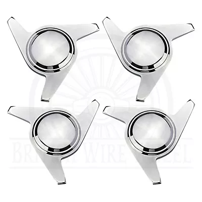 3 Bar/Ear Sharkfin Chrome Knock Off Spinner Caps For Lowriders | Set Of 4 • $140.25