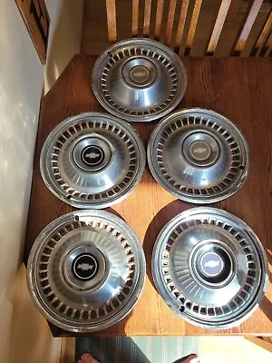 Vintage 1970s Chevy Hubcaps Dog Dish Poverty Wheel Cover Car Lot Of 5 OEM! 15  • $49