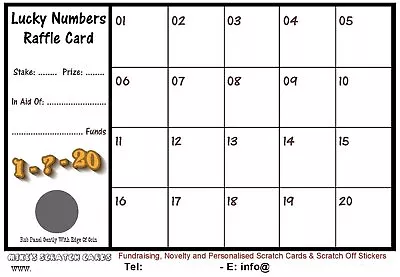 Numbers 20 Square Fundraising Raffle Cards (10-50) Scratch Cards Size A6 • £2.79