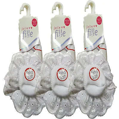 £5.99 • Buy 6 Pairs Kids Children Baby Girls White Lace Frill Soft Comfortable School Socks 