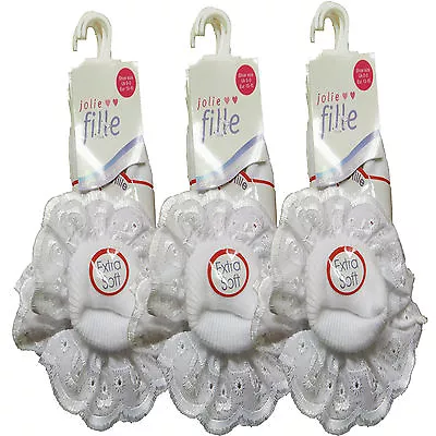 6 Pairs Kids Children Baby Girls White Lace Frill Soft Comfortable School Socks  • £6.99