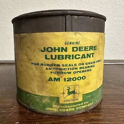 Vintage JOHN DEERE LUBRICANT One Pound Grease Can AM 12000 Advertising Paper • $195