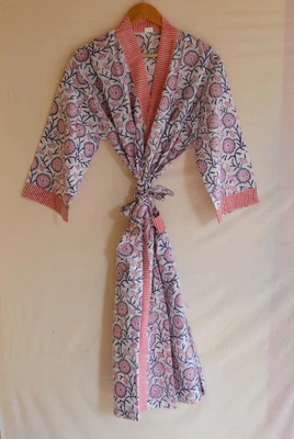 $43.99 • Buy 100% Cotton Handmade Kimono Long Dress Bohemian Night Wear Women Caftan Top
