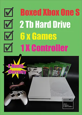 Boxed Xbox One S 2 Tb Disc Version6 GamesController6 Month Warranty (14259) • $279.95