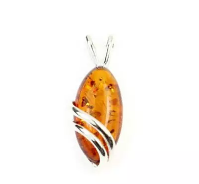 925 Sterling Silver & Baltic Amber Jewellery - GL271 - Designer Pendant • £12.74