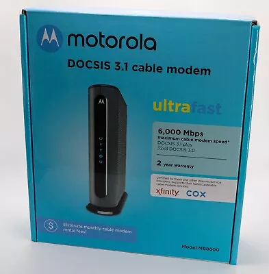Motorola MB8600 DOCSIS 3.1 Cable Modem | 1 Gbps Ethernet Port • $34.99