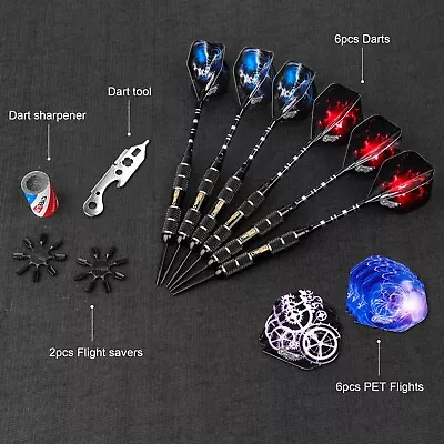 CyeeLife Steel Tip Darts Set 22g+Aluminum Shafts+Sharpener+Dart Tool+12 Flights • $17.99