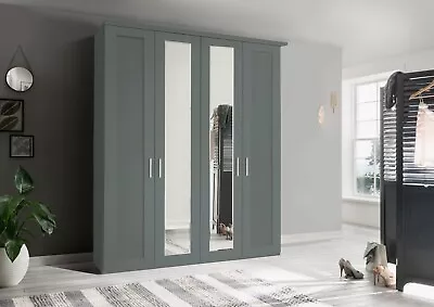 Wardrobe Cupboard Bedroom Modern German Bed Fitted Grey Gloss Corner Unit Draw 7 • £1195