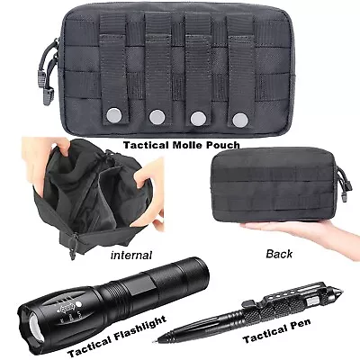 Tactical Molle Pouch Compact EDC Utility Waist Bag Pack / LED Flashlight / Pen • $9.99