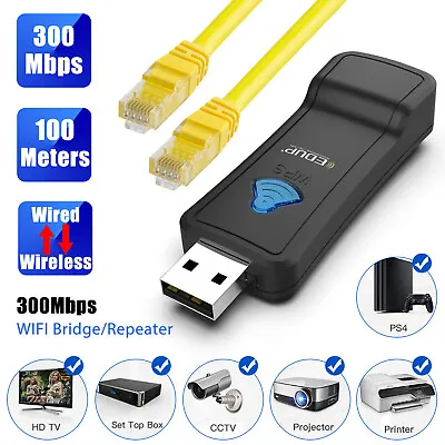 TV WiFi Adapter Signal Booster USB Network Card Dongle RJ45 Wireless Receiver US • $16.48