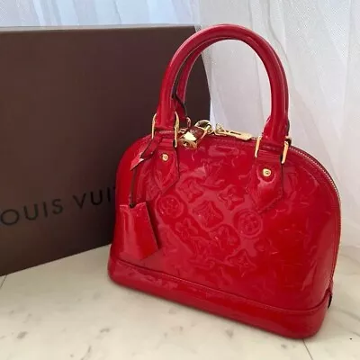 LOUIS VUITTON Alma BB M90174 Red Monogram Vernis Hand Bag With Box • $811