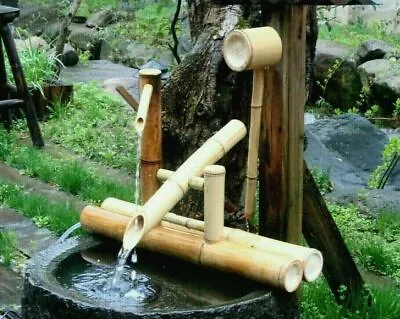 Bamboo Accents Water Feature Fountain Rocking Pump Water Wheel Modern Decoration • $149