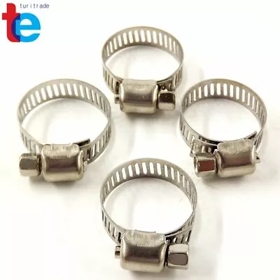 $5.50 • Buy 3/8 -1/2 Adjustable Stainless Steel Drive Hose Clamps Fuel Line Worm Clip 15pcs