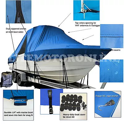 Contender 27 Open Center Console Fishing T-Top Hard-Top Storage Boat Cover Blue • $429.95