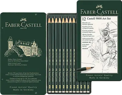 Faber-Castell 9000 Graphite Sketch Pencil Sets Art 8B - 2H Set Of 12 • $17.41