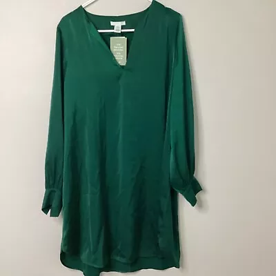 H&M Satin Tunic Dress Emerald Green NWT Womens Small Loose Flowy • $14.99