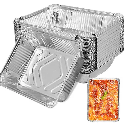 50 Aluminium Foil Takeaway Food Containers Non&Stick Baking Pans Foil Trays⊛' • £12.22