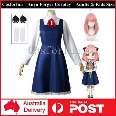 Adults Kids SPY×FAMILY Anya Forger Cosplay Costume Wig Dress Outfits Christmas • $30.40