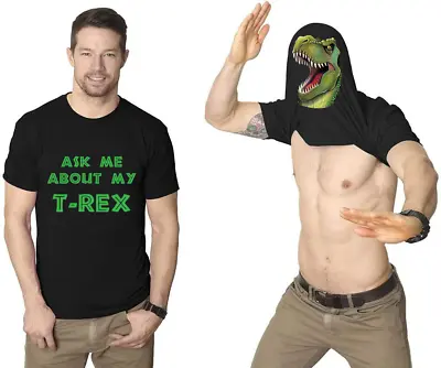 Ask Me About My T-rex Dinosaur Mens T Shirt Funny Fancy Dress Top Cool Joke New • £7.99