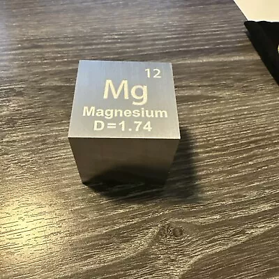 1.5  Inch Pure Magnesium Density Element Metal Cube Periodic Table Engraving • $39.99