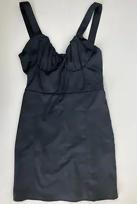 Bershka Womens Black Dress Size M Stretch Straps Ruffle Padded Short Christmas • $18