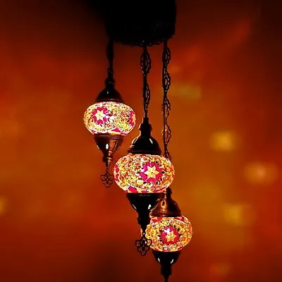 £100 • Buy Authentic Turkish Moroccan Glass Mosaic Hanging Lamp Ceiling Light Chandeliers