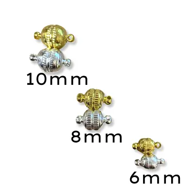 Magnetic Round Ball Clasps Silver Or Gold Plated Engraved  6mm  8mm 10mm K55 • £11.50