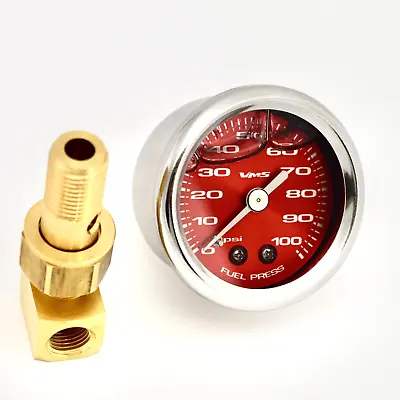 VMS Racing Red Fuel Pressure Gauge 0-100 PSI For Honda Acura • $39.95