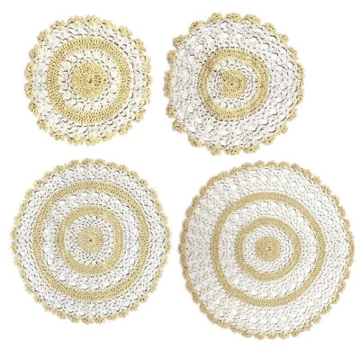 £5.99 • Buy Pack Of 6 Round Crochet Doilies Traditional Cotton Table Linen Doyley Mats
