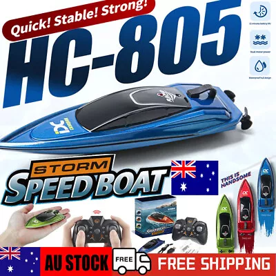 Mini RC Boats 2.4G High Speed Racing Boat 4CH Remote Control With LED Light Toy • $19.26