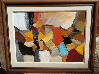 Abstract Expressionist Mid Century Modern Style Painting Modernist Brutalist • $375