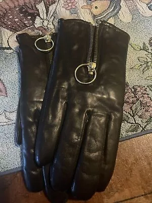 Vintage Rabbit Fur Lined Leather Gloves With Zippers New • $45