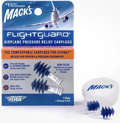 Mack's Flightguard Airplane Pressure Relief Earplugs Ear Discomfort Fly Noise • $9.49